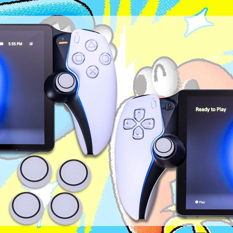 Sunmike PS Portal Thumb Grips Black, Full Protection Analog Stick Cover Silicone Joystick Caps Anti-Scratch & Anti-Slip Thumbstick Replacement Thumb Grips Caps PS Portal Accessories (4 Pcs) - White - Image 3